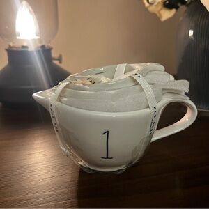 Rae Dunn White Ceramic Measuring Cups with Numbers